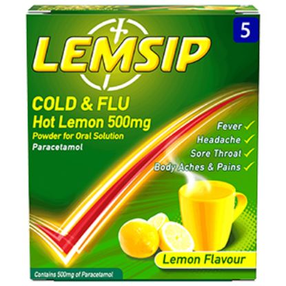 Picture of Lemsip MaxStrength Cold&Flu Hot Lemon 5s x12